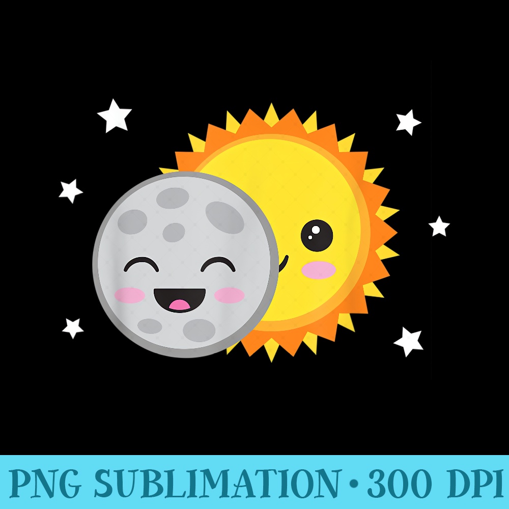Cute Cartoon Solar Eclipse T Kawaii Astronomy - PNG Download Source - Create with Confidence