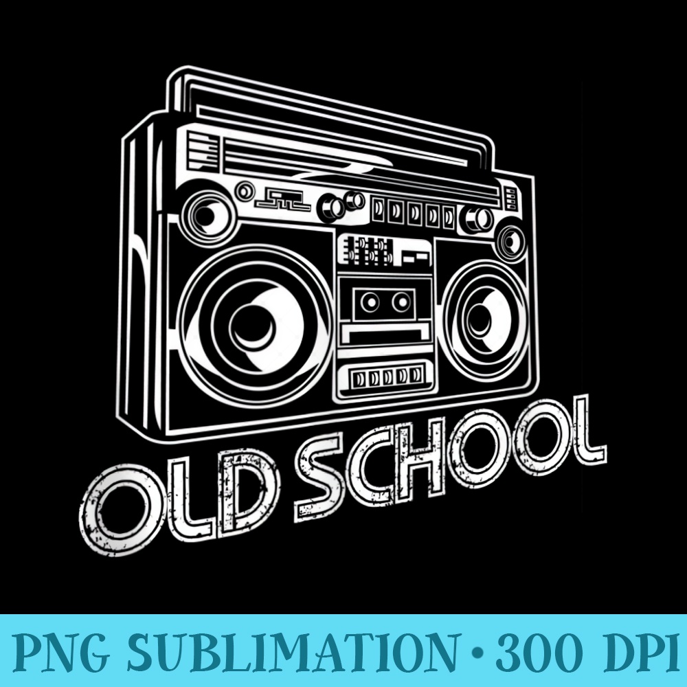 Old School Boombox 80s Rap - PNG Download - Perfect for Sublimation Mastery
