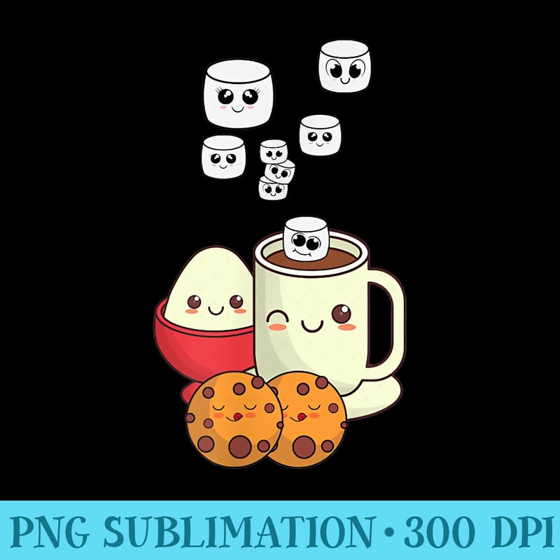 Hot Chocolate and Marshmallows Cute Kawaii Japanese Coffee - High Resolution PNG Download - Eco Friendly And Sustainable Digital Products
