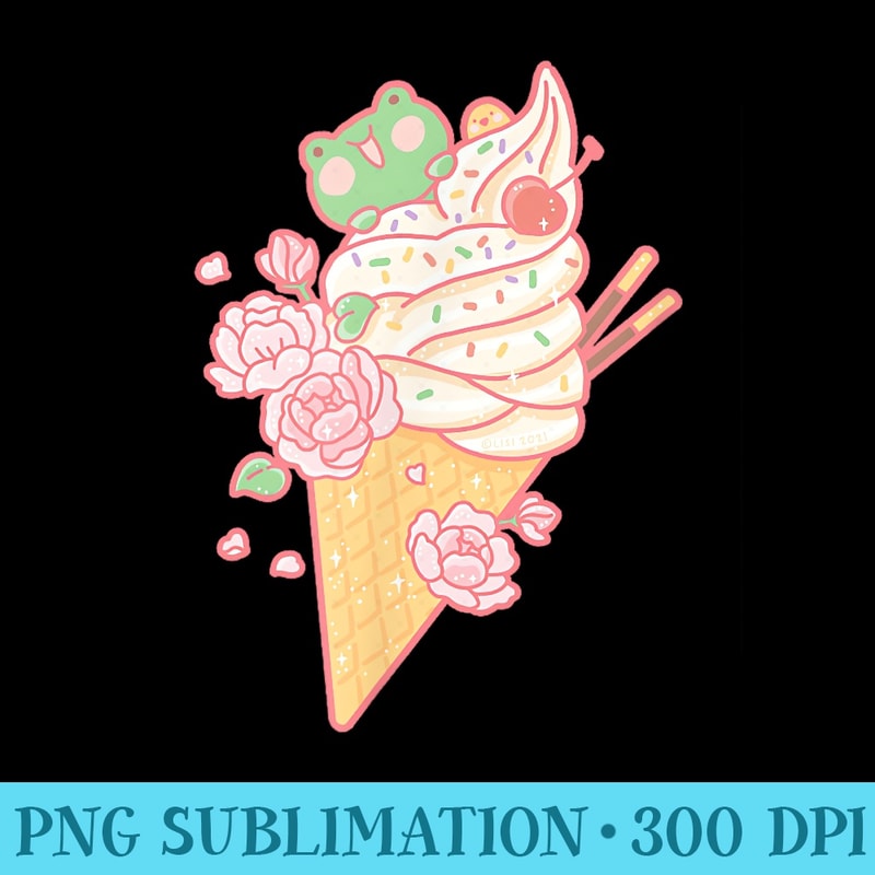 Frog Ice Cream Cone Cute Kawaii Aesthetic 0662.jpg