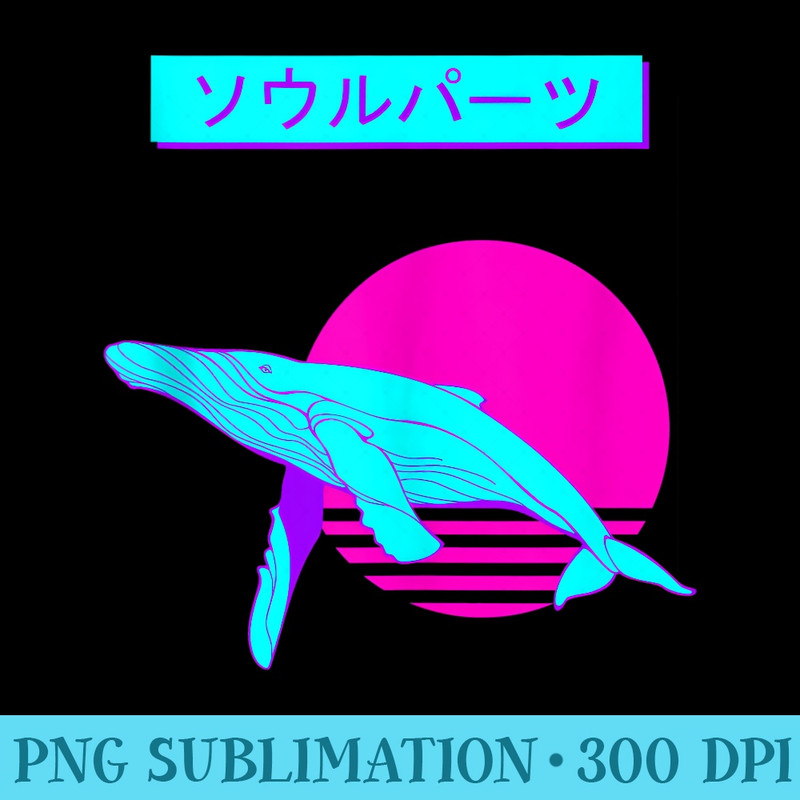 Vaporwave Whale 80s 90s Retro Japanese Anime Aesthetic - Transparent PNG File Download - Boost Your Success with this Inspirational PNG Download