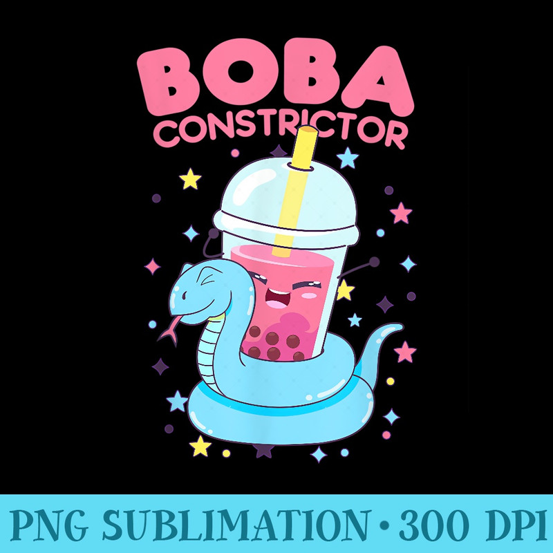 BOBA CONSTRICTOR Funny Cute Kawaii Snake Boba Tea - Shirt Artwork PNG - Spice Up Your Sublimation Projects
