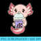 Kawaii Cute Boba Axolotl Taro Ube Bubble Pearl Milk Tea - PNG Picture Download - Capture Imagination with Every Detail
