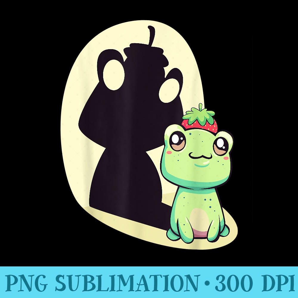 Cute Anime Kawaii Frog With Strawberry Hat for Girl - High Resolution Shirt PNG - Fashionable and Fearless