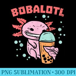 bobalotl axolotl boba cute milk bubble tea men - casual shirt png