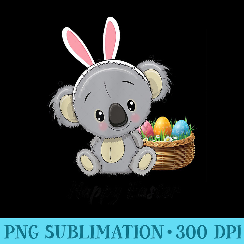 Easter Koala, Cute Kawaii Style, Rabbit Ears, Basket of Ears - PNG Download Source - Eco Friendly And Sustainable Digital Products