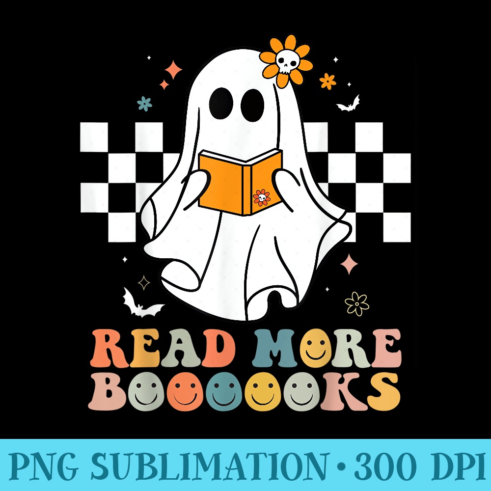 Cute Boooooks Ghost Read More Books Funny Teacher Halloween - PNG Download Clipart - Perfect for Creative Projects