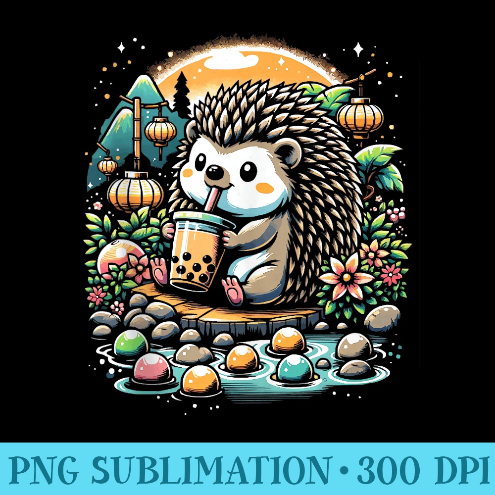 Funny Boba Tea Lover Bubble Tea Drink Kawaii Hedgehog - PNG Sublimation - Spice Up Your Sublimation Projects