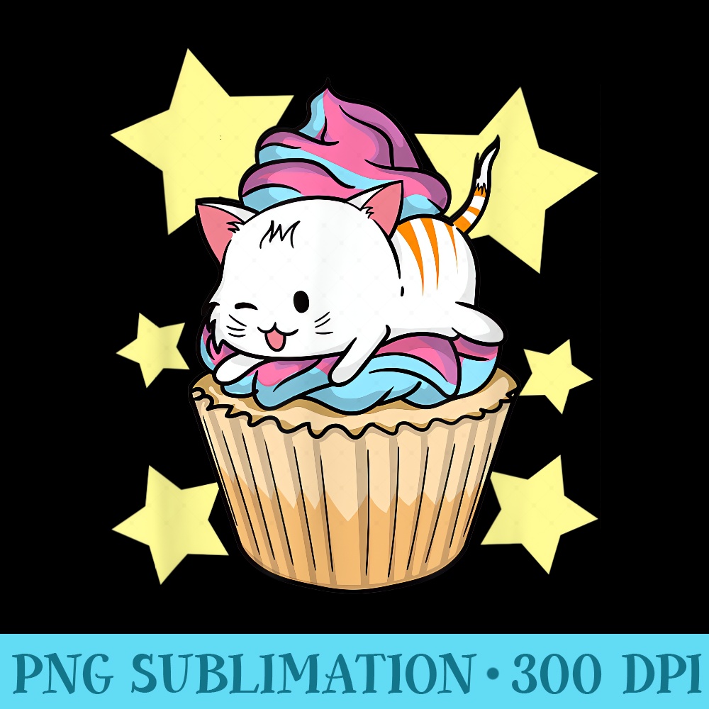Cute Kawaii Cupcake Cat - Sublimation patterns PNG - Stunning Sublimation Graphics