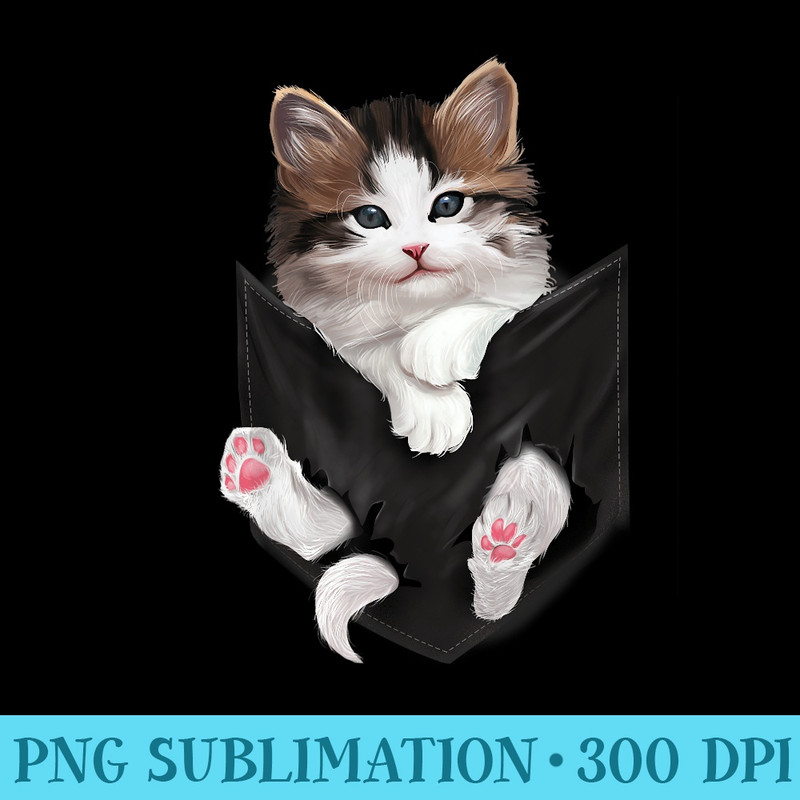 Cute White Kitty in Pocket T Cats - Transparent PNG Design - Unleash Your Creativity