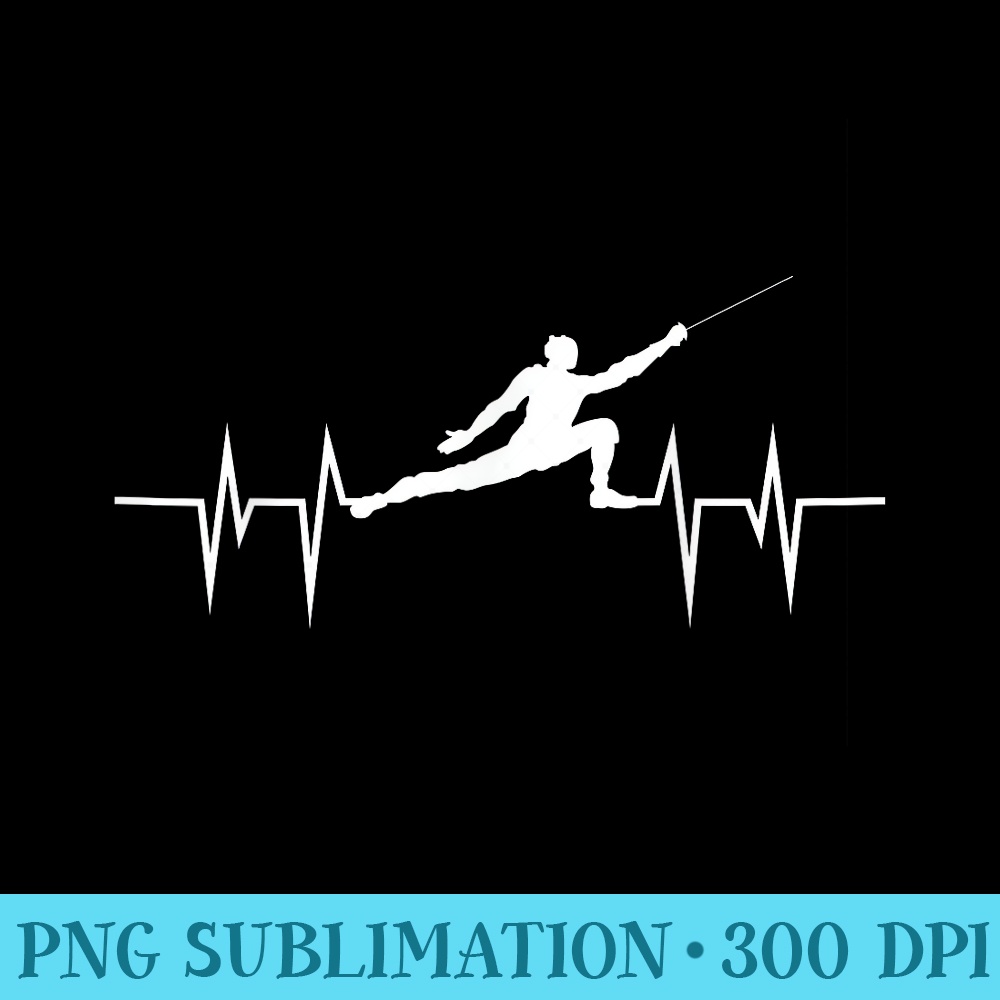 Fencing Heartbeat T Fence Sport Sword Helmet - PNG Graphic Download - Bring Your Designs to Life