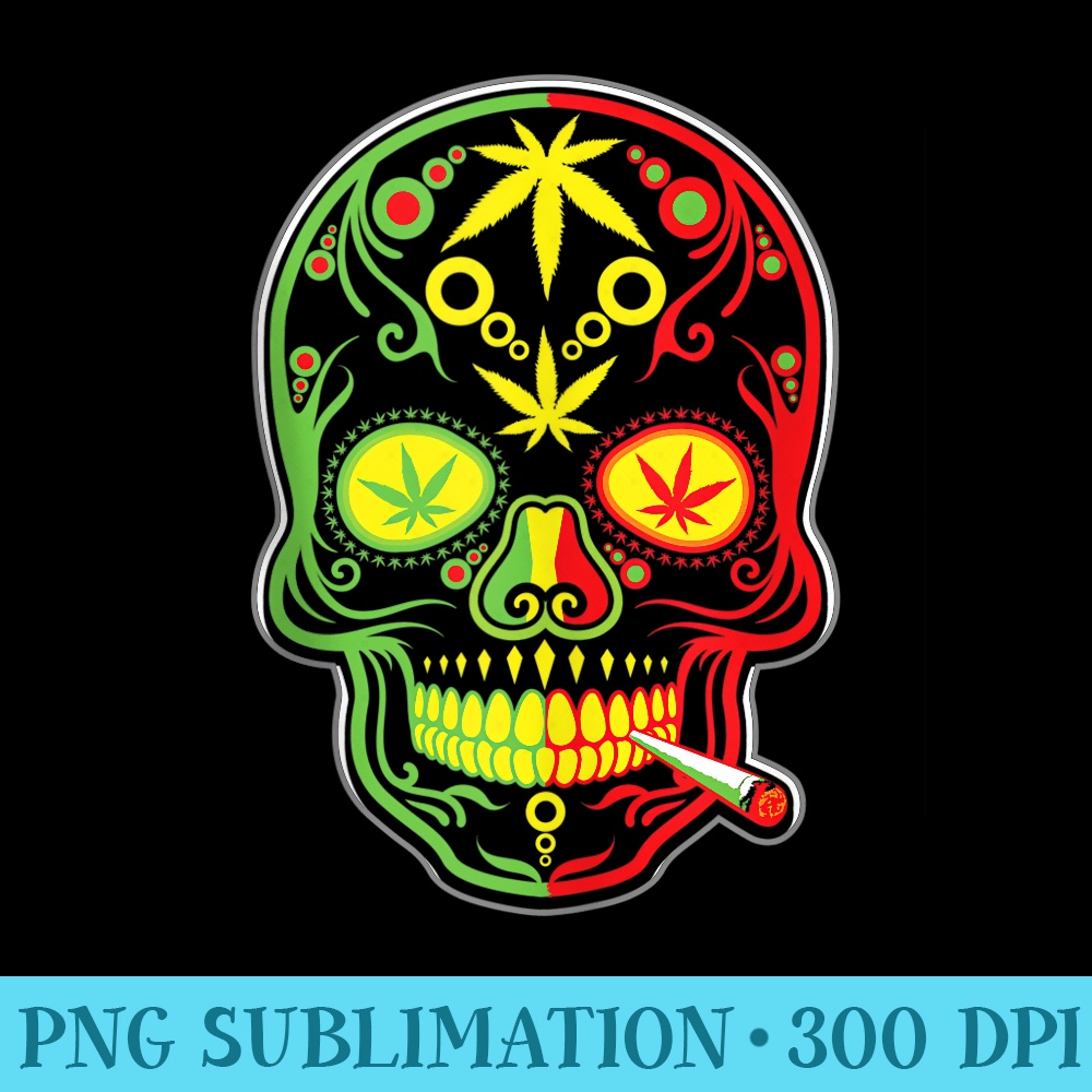 Weed Sugar Skull Mexico Marijuana Cannabis Cinco De Mayo - Download Transparent Artwork - Revolutionize Your Designs