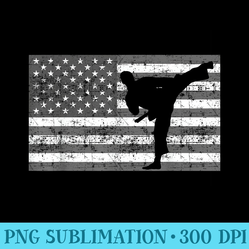 Karate American Flag Fight Martial Arts - Transparent PNG File - Unlock Vibrant Sublimation Designs