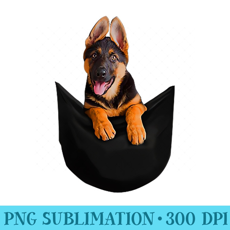 German Shepherd In Pocket Puppy Cute Dog Lovers - Transparent PNG Collection - Vibrant and Eye-Catching Typography