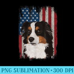 australian shepherd american flag 4th of july tshirt - high resolution png image
