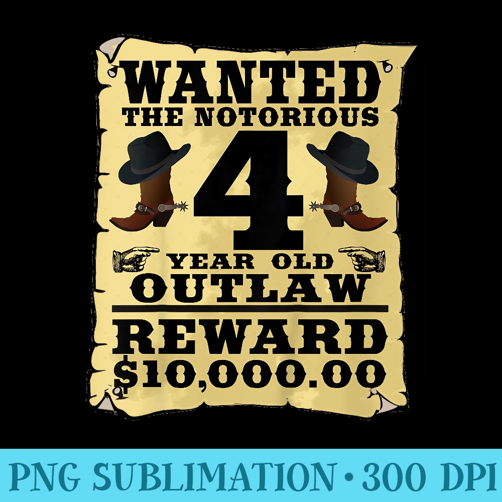 4 Year Old Cowboy Birthday Party Wild West Western 4th - Download Transparent PNG - Transform Your Sublimation Creations