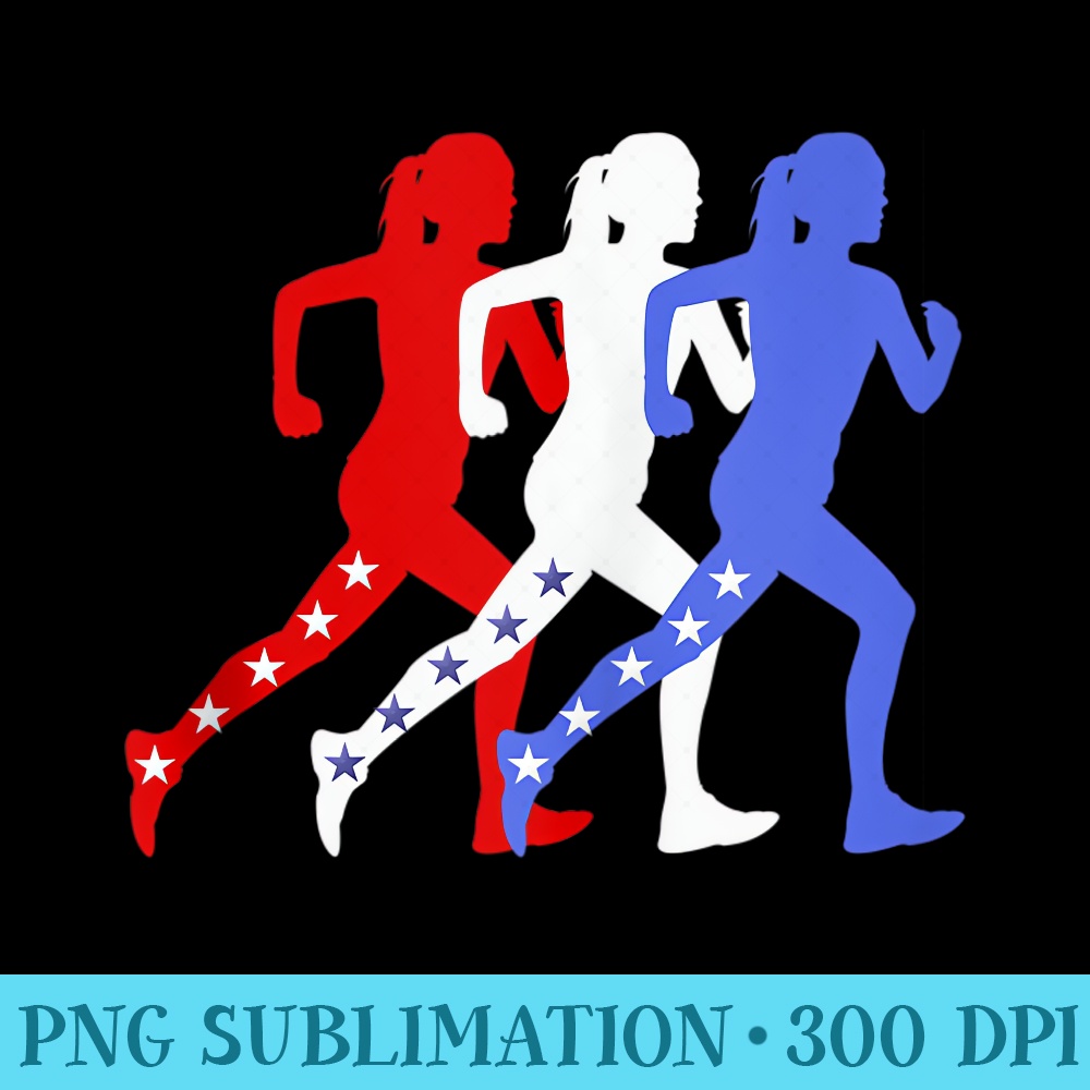 Patriotic Red White Blue Stars Running n Runner - Transparent PNG Design - Capture Imagination with Every Detail