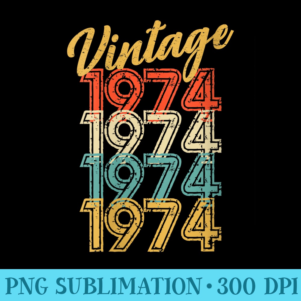 s 1974 Vintage Distressed 80s Retro 45th Birthday 45 Yr Old - PNG Graphic Download - Instantly Transform Your Sublimation Projects
