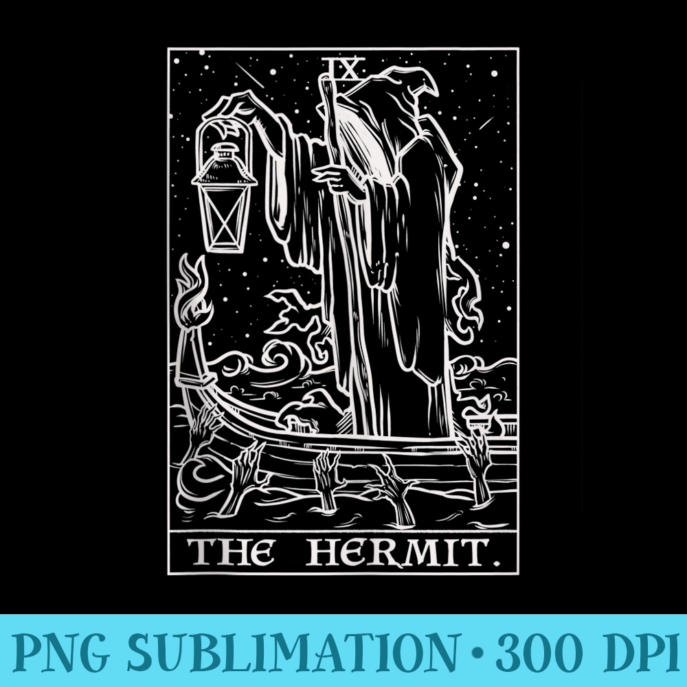 The Hermit Tarot Card Gothic Halloween Grim Reaper Occult - Download Transparent PNG - Unlock Vibrant Sublimation Designs