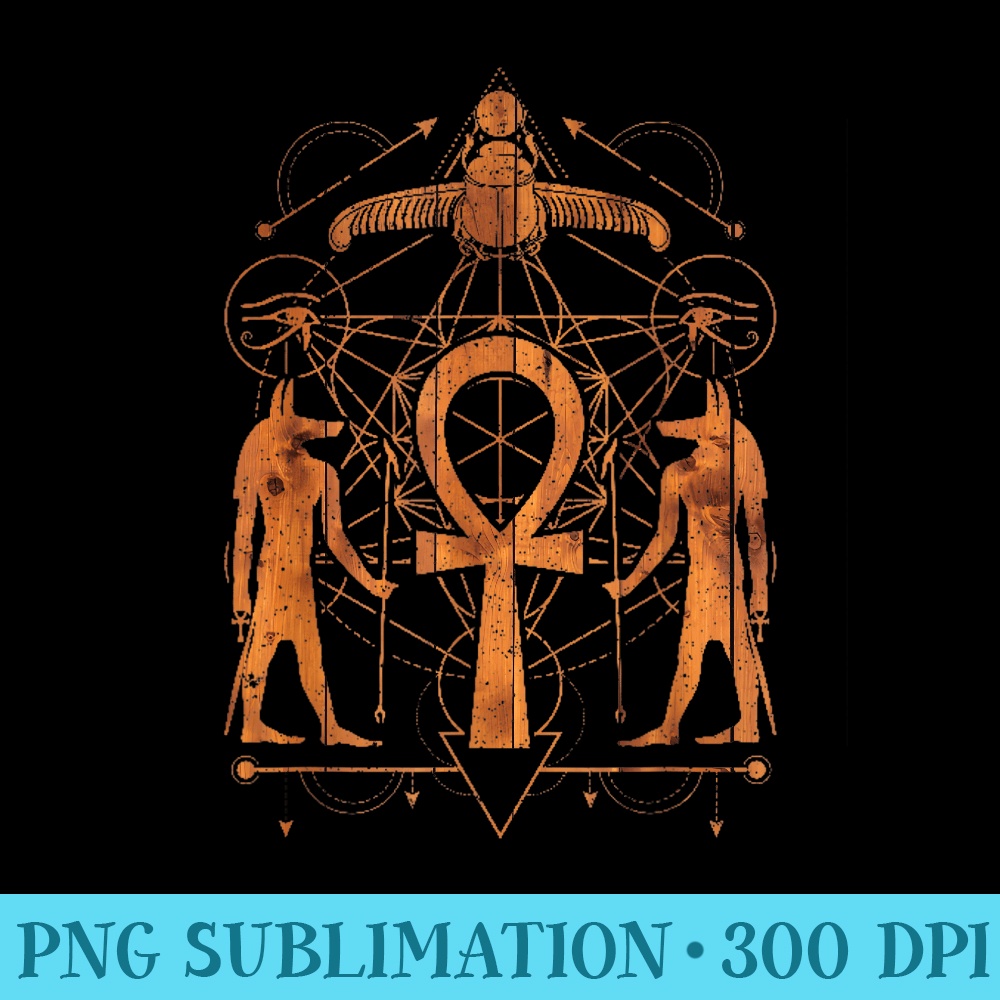 Ankh Egyptian Sacred Geometry Metatrons Cube - High Resolution PNG Image - Unlock Vibrant Sublimation Designs