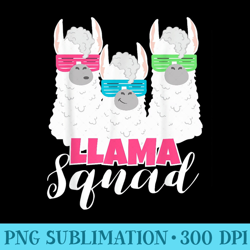 Cute Llama Squad Retro 80s Style Tshirt - PNG Graphic Resource - Boost Your Success with this Inspirational PNG Download