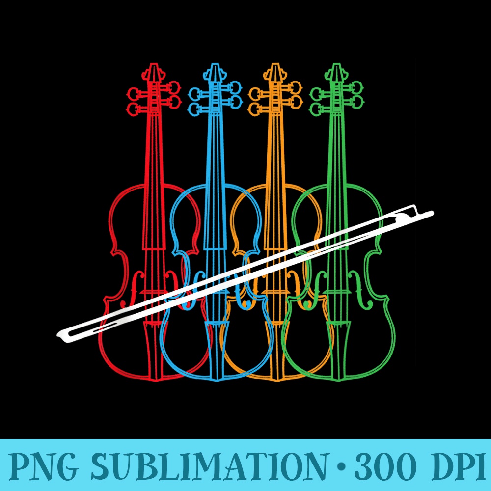 Vintage Colorful Violinist Violin Strings Orchestra - Download PNG Files - Lifetime Access To Purchased Files