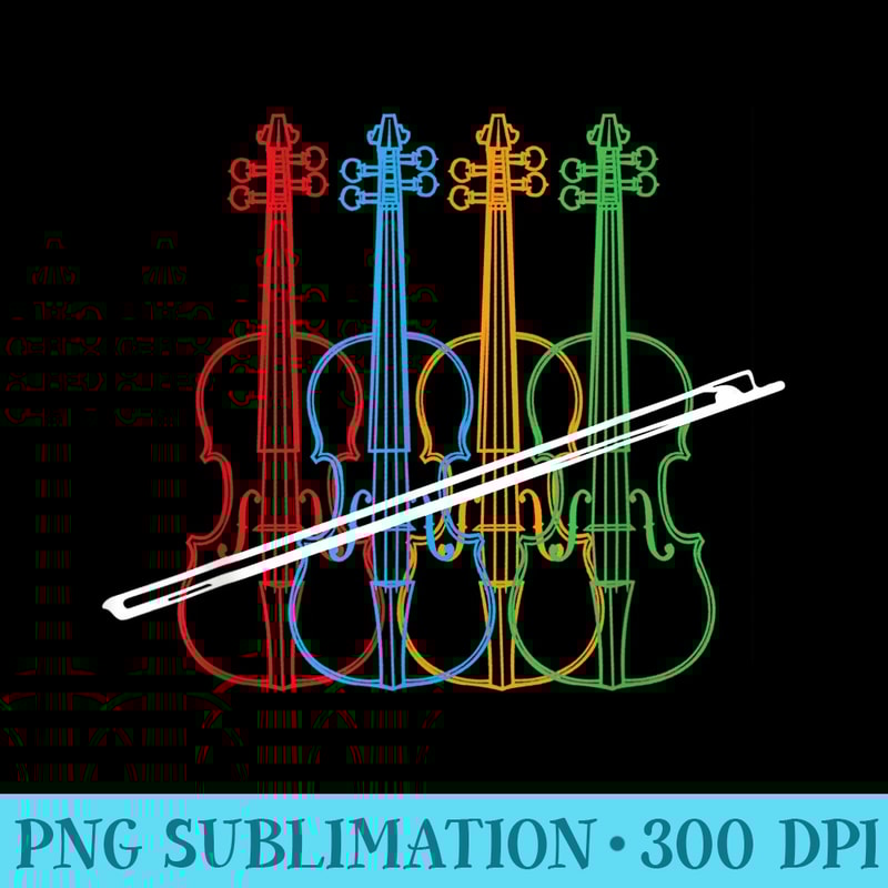 Vintage Colorful Violinist Violin Strings Orchestra - Download PNG Files - Lifetime Access To Purchased Files