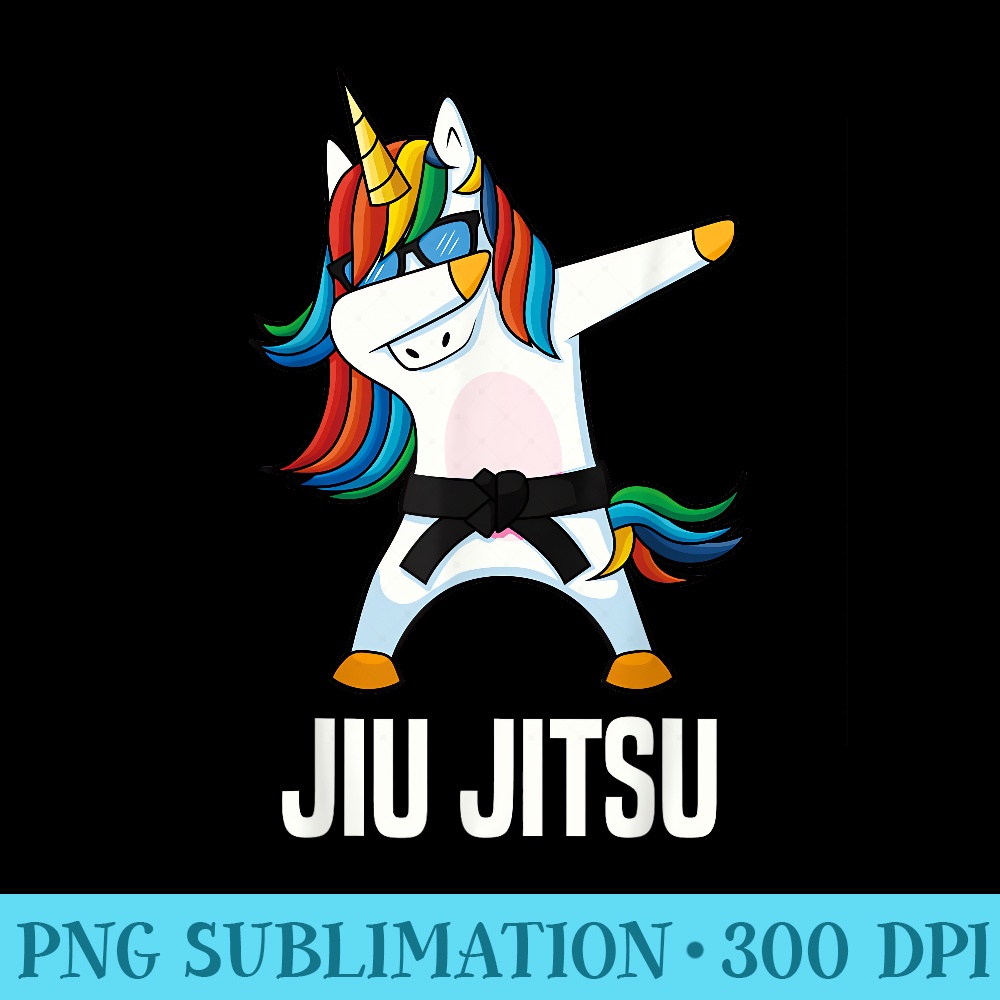 Jiu Jitsu Dabbing Black Belt Unicorn - Sublimation templates PNG - Bold & Eye-catching