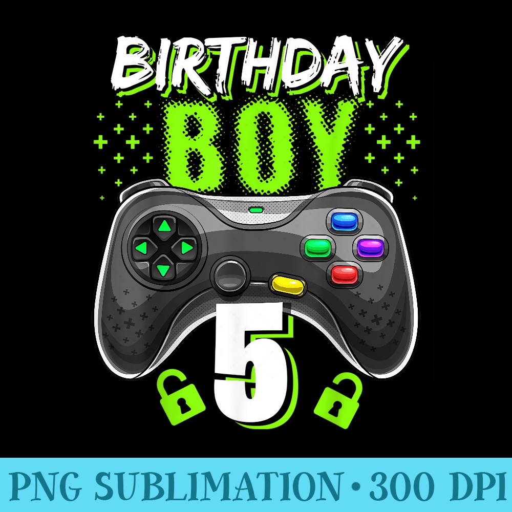 Birthday 5 Video Game Controller Gamer 5th Birthday - PNG Graphics Download - Lifetime Access To Purchased Files