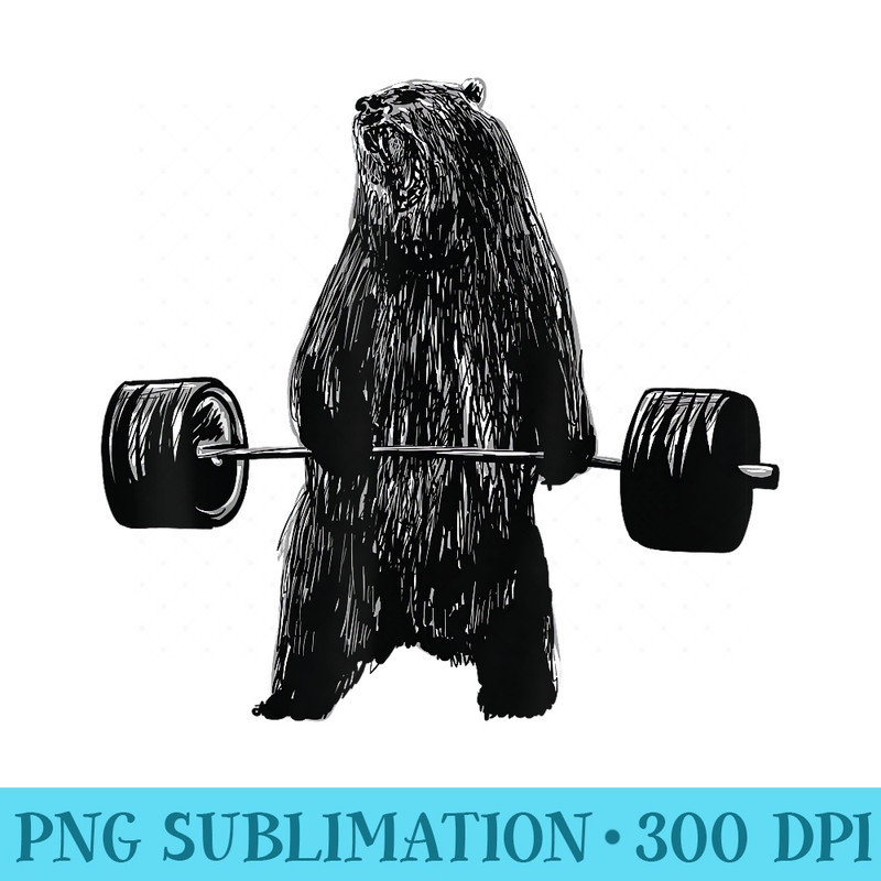 Lifting Motivation Gym Strong Grizzly Bear - PNG Download Illustration - Bring Your Designs to Life