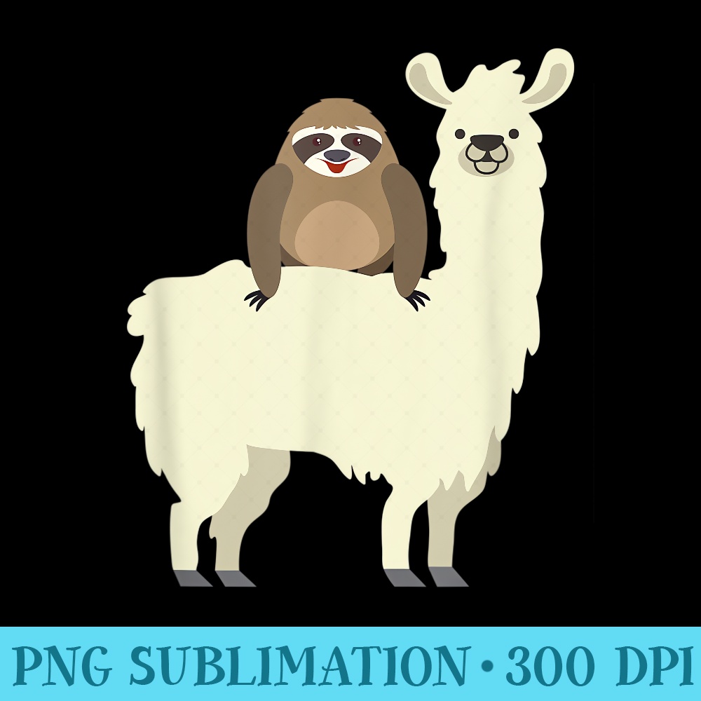 Cute Funny Sloth Riding Llama Animal Friends - PNG Download High Quality - High Resolution And Print-Ready Designs