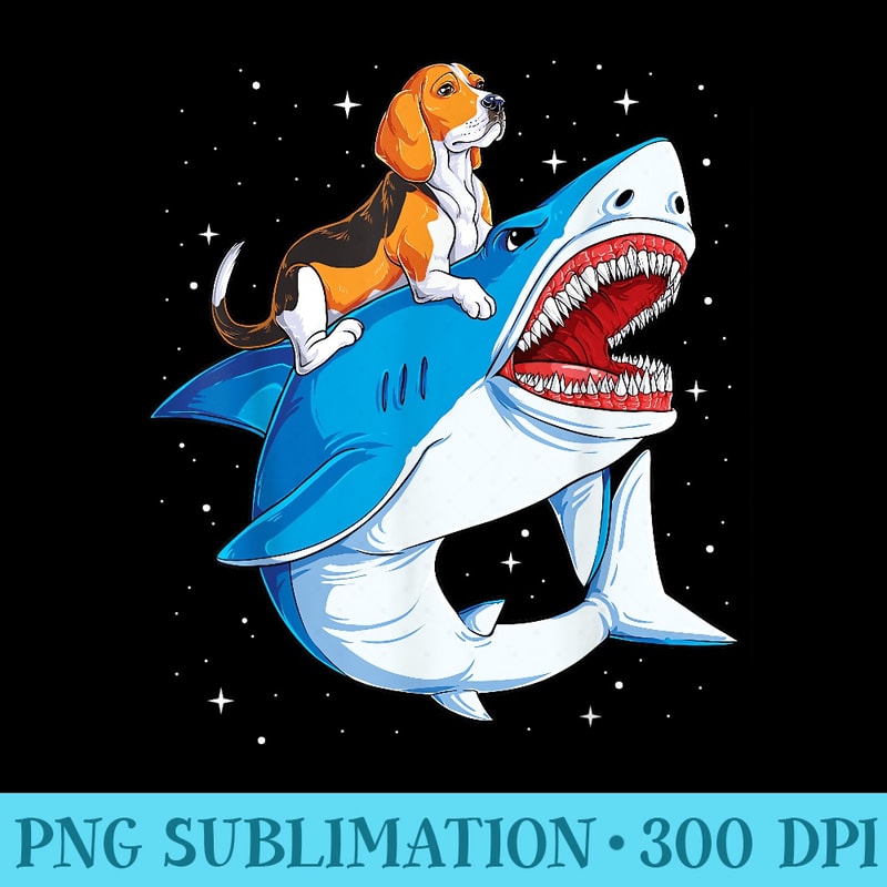 Beagle Riding Shark Jawsome Dog Lover Space Galaxy - Printable PNG Images - Fashionable and Fearless