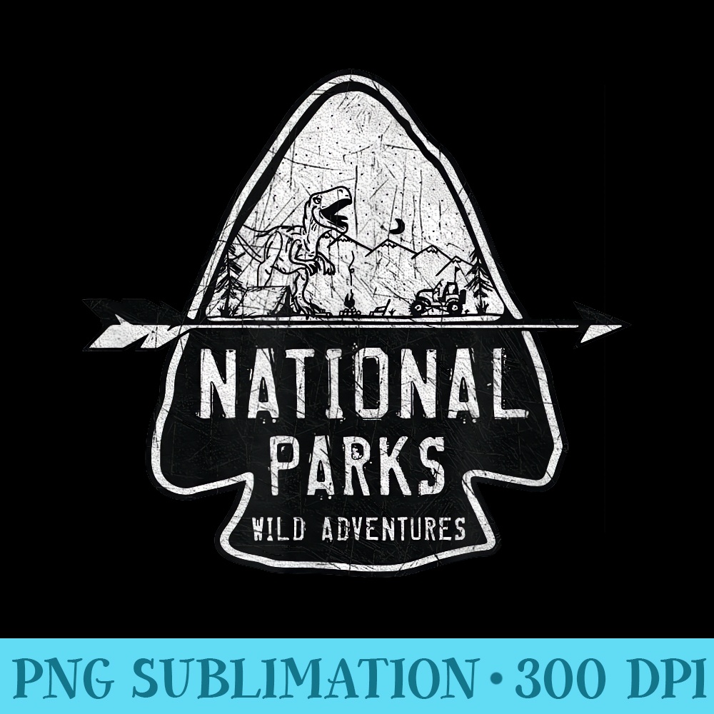 NATIONAL PARK ARROW HEAD DINOSAUR GRAPHIC, GIFT - Printable PNG Graphics - Unlock Vibrant Sublimation Designs