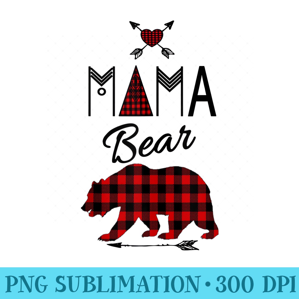 Mama Bear Fun Family Buffalo Plaid Christmas Camping - Transparent PNG Download - Easy-To-Print And User-Friendly Designs