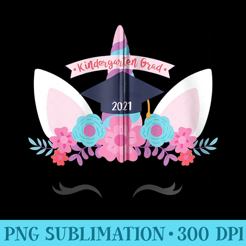 Cute Kindergarten Grad 2021 Graduation Unicorn Present - Shirt Vector Illustration - Perfect for Personalization