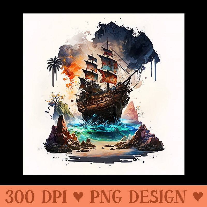 Pirate Ship - the goonies - Ready To Print PNG Designs - Eco Friendly And Sustainable