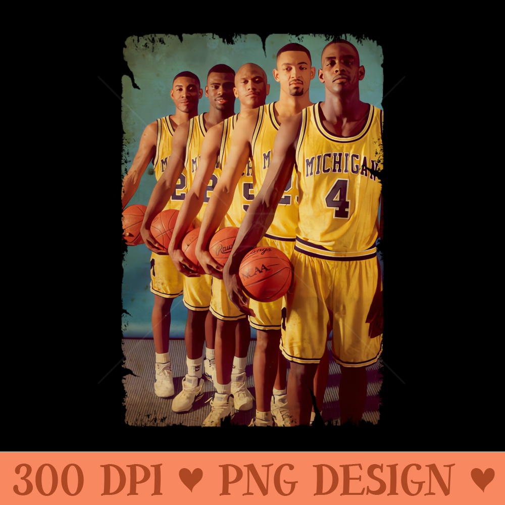 FAB FIVE TEAMS BASKETBALL VINTAGE - PNG clipart download - Unlock Vibrant Sublimation Designs