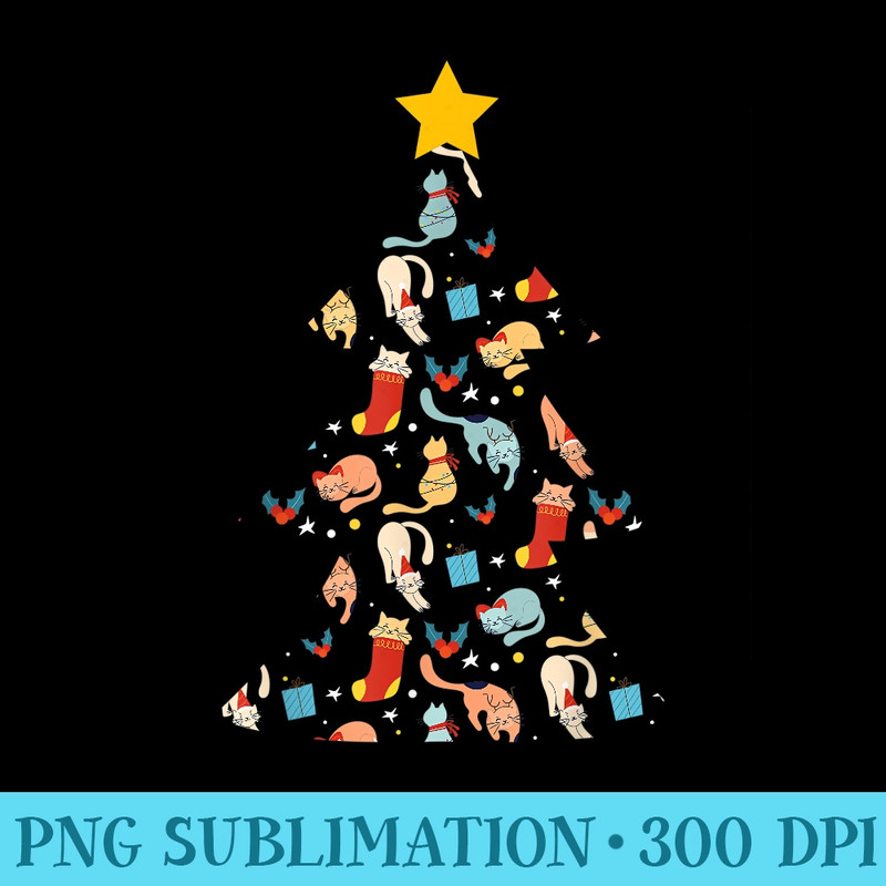 Cat Tree Funny Xmas Cat Lover Christmas - Exclusive PNG designs - Capture Imagination with Every Detail