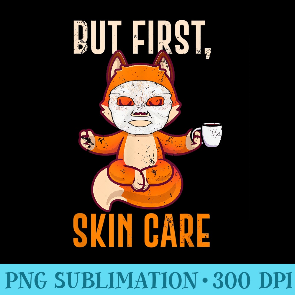 Beauty Mask Skin Care Tips Coffee Meditation Fox Lover - Download PNG Illustration - Perfect for Sublimation Art