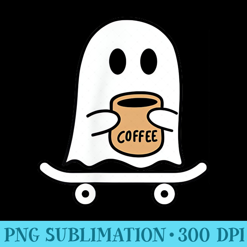 Funny Halloween Pocket Ghost Drink Coffee Skateboard - Download Transparent Shirt - Enhance Your Apparel with Stunning Detail