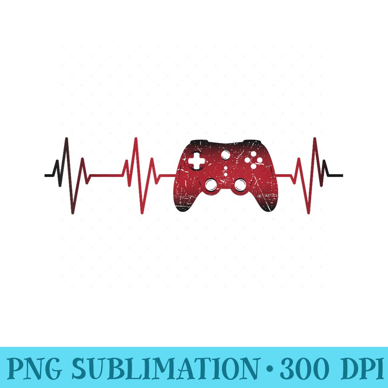 Gamer Heartbeat video gamer controller ns Men women - Transparent PNG File - Enhance Your Apparel with Stunning Detail
