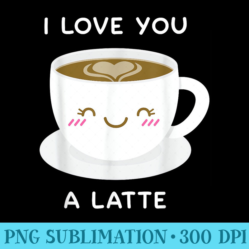 I Love You a Latte Coffee Lover Heart Valentine - PNG File Download - Capture Imagination with Every Detail