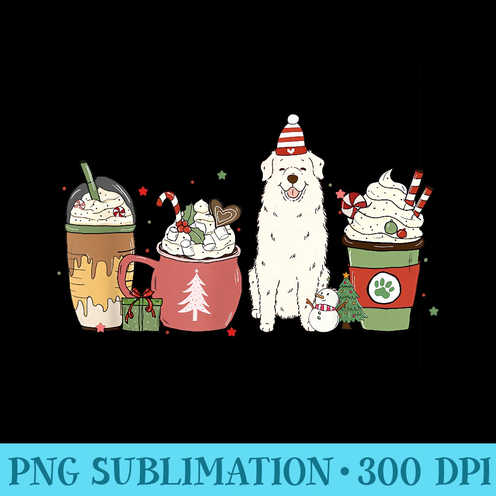 Great Pyrenees Coffee Latte Winter Christmas Dog Mom Holiday - Transparent PNG Resource - Bold & Eye-catching