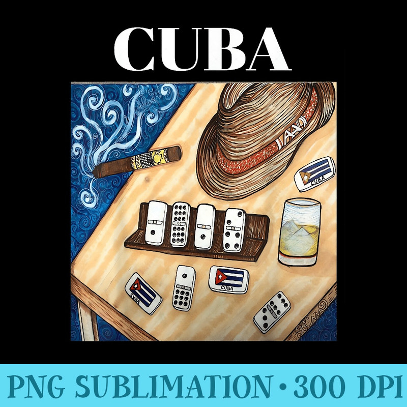 Cuban Dominos Cigar Fedora Hat Funny Cuba T - PNG Vector Download - Perfect for Sublimation Art