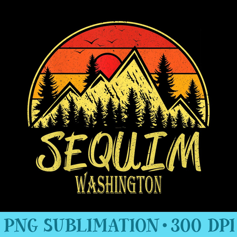 Vintage Sequim Washington WA Mountains Hike Hiking Souvenir - PNG Graphic Download - Boost Your Success with this Inspirational PNG Download