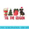 Tis The Season Christmas Tree Coffee Dachshund Santa Hat - Transparent PNG File - Eco Friendly And Sustainable Digital Products