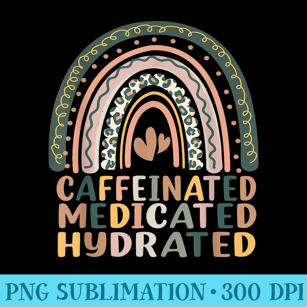 Caffeinated Medicated Hydrated Funny Nurse Teacher Rainbow - High Resolution PNG Resource - Versatile And Customizable Designs