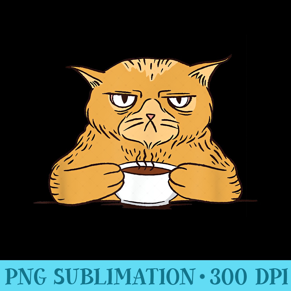 Coffee Cat Pet Funny - Transparent PNG Clipart - High Resolution And Print-Ready Designs
