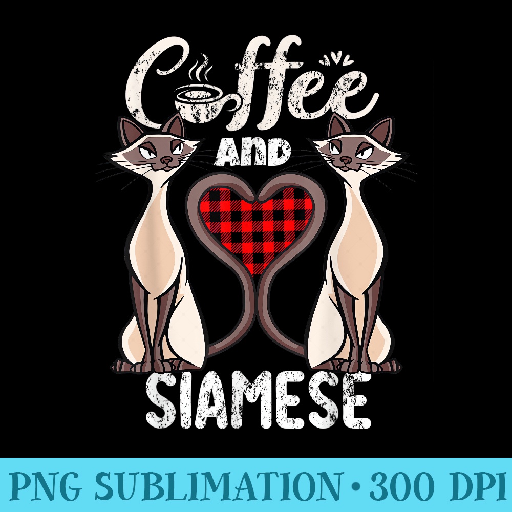 Coffee and Siamese Cat Plaid Heart Kitten Cat Siamese - Transparent PNG Clipart - Unleash Your Inner Rebellion