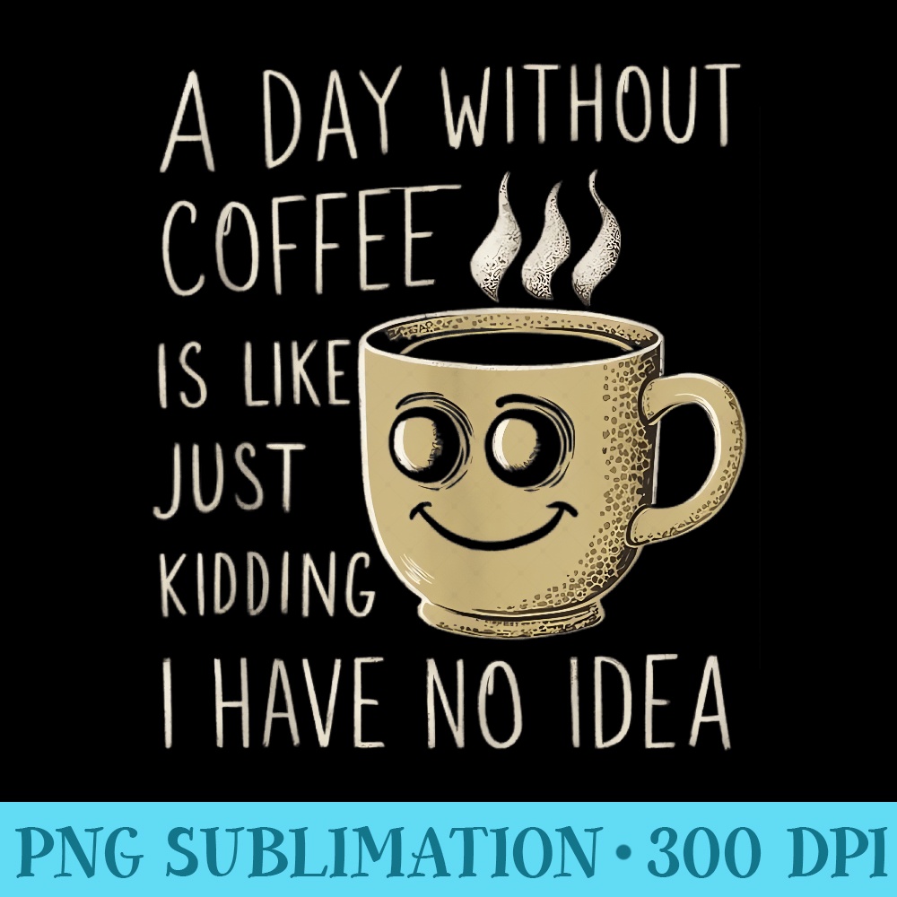 A Day Without Coffee Is Like Just ding Funny Coffee Lover - High Resolution PNG Clipart - Unique And Exclusive Designs